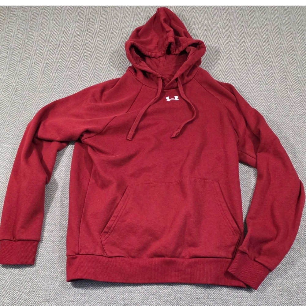 Under Armour Rival‎ Fleece Hoodie Maroon Red Pullover Mens Small Raglan Sleeve